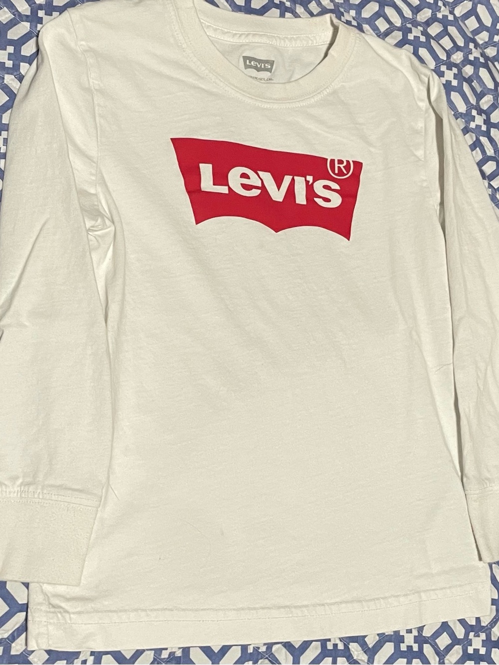 Levi's White Long Sleeve Tee with Red Logo